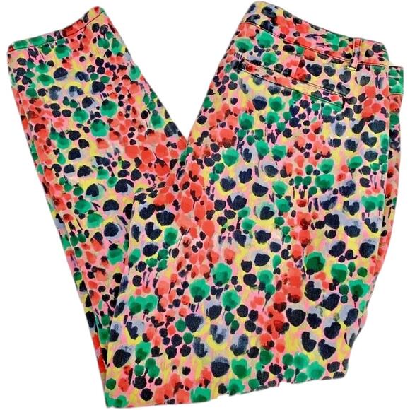 GAP printed Skinny Mini Khakis SIZE 10 in a  colorful print HAPPY SPRING pants - Picture 1 of 5